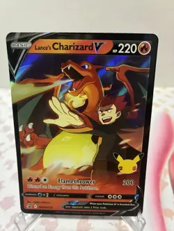 Pokemon TCG Lance's Charizard v SWSH133 Celebrations Black Star Promo Holo - Image 1