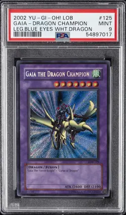 YU-GI-OH! LOB-LEGEND OF BLUE EYES WHITE DRAGON GAIA THE DRAGON CHAMPION PSA 9 - Image 1