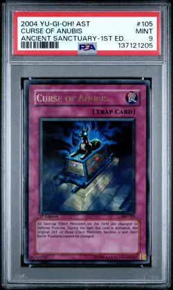 2004 YU-GI-OH! AST-ANCIENT SANCTUARY 1ST ED #105 CURSE OF ANUBIS PSA 9 - Image 1
