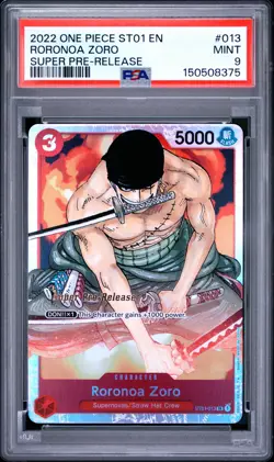 2022 ONE PIECE STARTER DECK ST01-STRAW HAT CREW #013 RORONOA ZORO PSA 9 - Image 1
