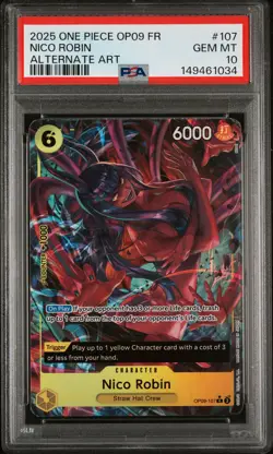 2025 ONE PIECE FRENCH EMPERORS IN THE NEW WORLD ALT ART #107 NICO ROBIN PSA 10 - Image 1
