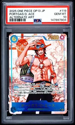 2025 ONE PIECE JAPANESE CARRYING ON HIS WILL ALT ART #119 PORTGAS D. ACE PSA 10 - Image 1