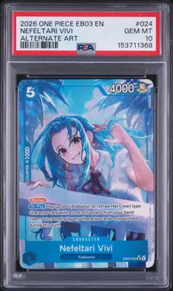 2026 One Piece Eb03-024 Heroines Edition Nefeltari Vivi Alt Art PSA 10 #024 - Image 1