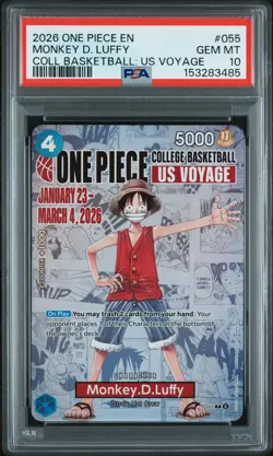 2026 ONE PIECE PROMOS COLLEGE BASKETBALL: US VOYAGE MONKEY D. LUFFY PSA 10 - Image 1