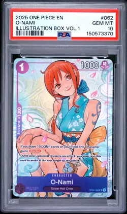 2025 ONE PIECE PROMOS ILLUSTRATION BOX VOL.1 #062 O-NAMI PSA 10 - Image 1