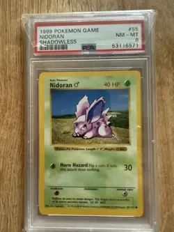 Shadowless Base Nidoran 55/102 Graded Pokemon Card - PSA 8 - Image 1