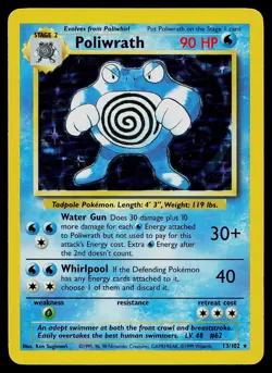 Pokemon Card - Poliwrath Base Set Unlimited 13/102 Holo Holo Rare - Image 1