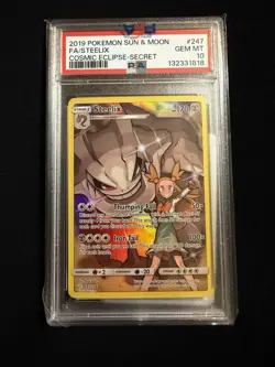 Steelix 2019 Pokemon S&M Cosmic Eclipse Secret Rare Card 247/236 PSA 10 - Image 1