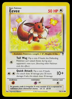 Pokemon Card - Eevee Legendary Collection 74/110 Common - Image 1
