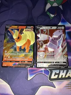 pokemon cards 2021 Flareon v Promo Swsh149 & 2020 Duraludon v 047/073 - Image 1