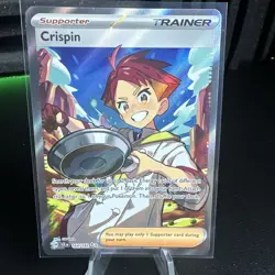 Pokemon Trainer Crispin TCG Full Art Holo Ultra Rare Card 164/142 NM Condition - Image 1