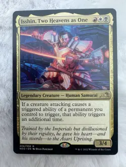 MTG Kamigawa Neon Dynasty Isshin Two Heavens as One 224/302 Rare LP/LP+ - Image 1
