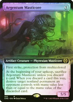 Argentum Masticore (Extended Art) Phyrexia: All Will Be One Foil MTG Magic - Image 1