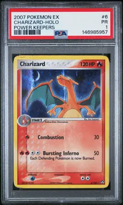 2007 POKEMON EX POWER KEEPERS #6 CHARIZARD-HOLO PSA 1 - Image 1