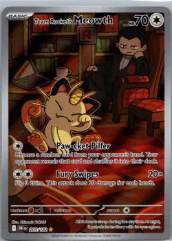 Team Rocket's Meowth 203/182 SV10: Destined Rivals Pokemon Illustration Rare NM - Image 1
