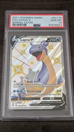LAPRAS V 2021 Pokemon #SV110/SV122 PSA 10 GEM-MINT Shining Fates FULL ART! - Image 1