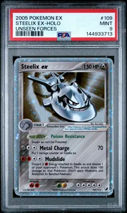 2005 POKEMON EX UNSEEN FORCES #109 STEELIX EX-HOLO PSA 9 - Image 1
