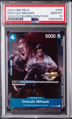 2024 ONE PIECE CHAMPIONSHIP 2023 CELEBRATION PACK #005 DRACULE MIHAWK PSA 10 - Image 1