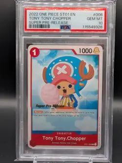 One Piece English SUPER PRE RELEASE ST01-006 TONY TONY CHOPPER PSA 10 Gem Mint - Image 1