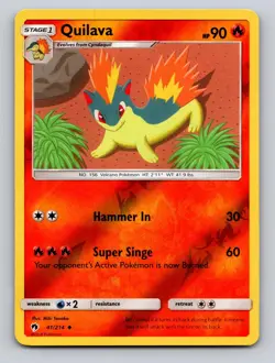 Quilava 41/214 Uncommon Lost Thunder Pokemon Reverse Holo - NM - Image 1