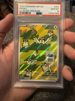 2023 POKEMON OBF EN-OBSIDIAN FLAMES ILLUSTRATION RARE #207 PIDGEY PSA 10 - Image 1