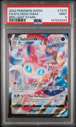 2022 POKEMON SWORD & SHIELD BRILLIANT STARS #TG15 FULL ART/SYLVEON VMAX PSA 9 - Image 1