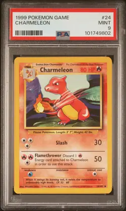 1999 POKEMON BASE SET UNLIMITED #24 CHARMELEON PSA 9 - Image 1