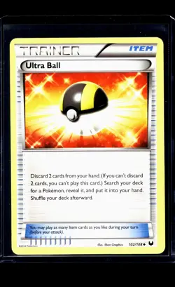 2012 Pokemon DEX Dark Explorers #102/108 Ultra Ball Trainer Card - Image 1