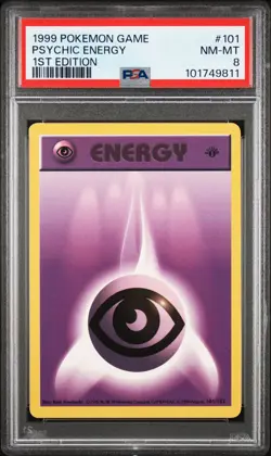 1999 POKEMON BASE SET 1ST EDITION #101 PSYCHIC ENERGY PSA 8 - Image 1