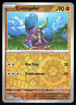 Crabrawler 87/142 Common Stellar Crown Pokemon Reverse Holo Near Mint - Image 1