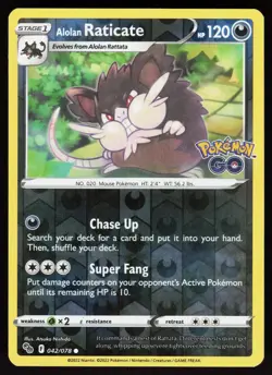 Alolan Raticate 042/078 Common Pokemon GO Pokemon Reverse Holo Lightly Played - Image 1