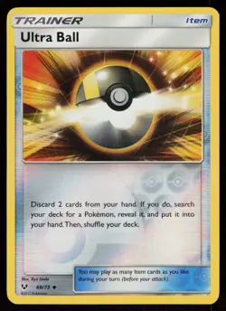 Ultra Ball 68/73 Uncommon Shining Legends Pokemon Reverse Holo Lightly Played - Image 1