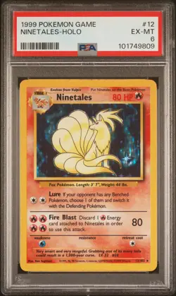 1999 POKEMON BASE SET UNLIMITED #12 NINETALES-HOLO PSA 6 - Image 1