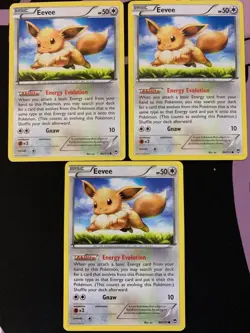 x3 Eevee 80/111 XY - Furious Fists Pokemon TCG LP - Image 1