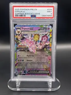 Espeon EX Surprise Box Promo Stamp 034/131 Pokemon Prismatic Evolutions PSA 9 - Image 1
