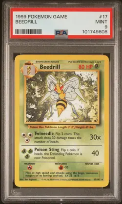 1999 POKEMON BASE SET UNLIMITED #17 BEEDRILL PSA 9 - Image 1