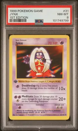1999 POKEMON BASE SET 1ST EDITION #31 JYNX PSA 8 - Image 1