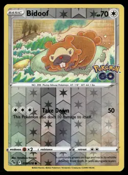 Bidoof 059/078 Holo Pokemon GO Reverse Holo NM/M - Image 1