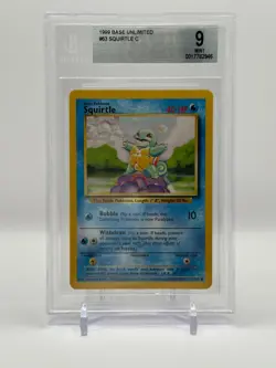 1999 Pokemon Base Set Unlimited Squirtle #63/102 Beckett 9 Mint - Image 1
