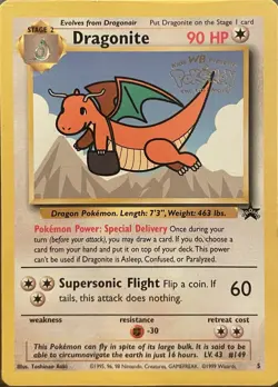 Dragonite #5 1999 Pokemon The First Movie WB Stamp Black Star Promo WotC - Image 1