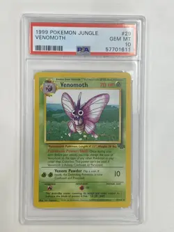 1999 Pokemon Base Set Jungle Venomoth Non Holo #29 PSA 10 - Image 1