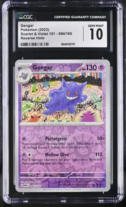 GENGAR 151 Reverse Holo Rare #094 CGC 10 Gem Mint Pokemon [Nostalgium] - Image 1