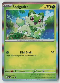Sprigatito 001 Holo Promo Scarlet & Violet Promo Pokemon Moderately Played - Image 1