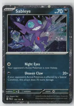 Sableye (Cosmos Holo) 136/193 Holo Miscellaneous Cards & Products Pokemon NM - Image 1