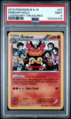 Emboar Holo 27/113 Legendary Treasures Pokemon PSA 9 - Image 1