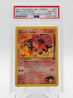 BROCKS VULPIX 2001 POKEMON GYM HEROES WOTC GOLD STAMP PROMO #37 PSA 10 Q0895 - Image 1