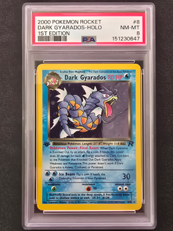 2000 POKEMON TEAM ROCKET #8 DARK GYARADOS 1st Edition HOLO PSA 8 - Image 1