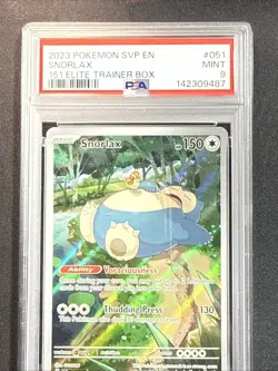 Pokemon 2023 Elite Trainer Promo 151 Elite Trainer Box #051 Snorlax PSA 9 MINT - Image 3