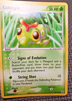 2004 Pokemon FireRed & LeafGreen #56 Caterpie Reverse Holo LP+ - Image 3