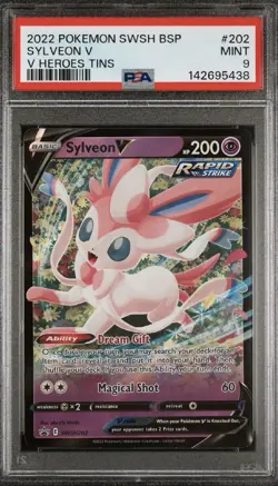 2022 Pokemon SWSH Black Star Promo V Heroes Tins Sylveon V PSA 9! - Image 1
